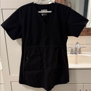 2 WonderWink maternity Black Wrap Scrub Top